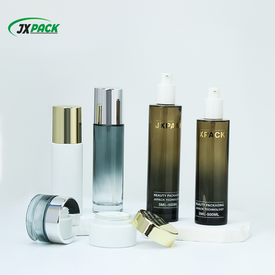 Bouteille de verre ronde personnalisée pour emballage cosmétique de lotion, crème, sérum