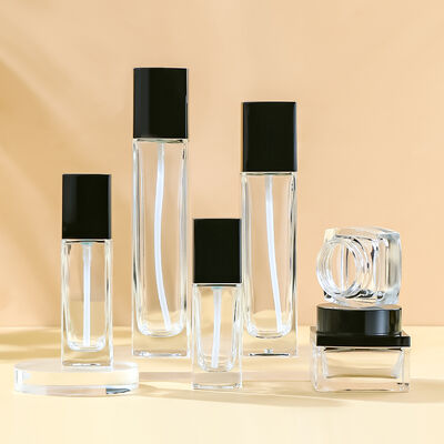 Ensemble de bouteilles cosmétiques en verre personnalisable écologique étanche aux fuites pour emballage de soins de la peau haut de gamme