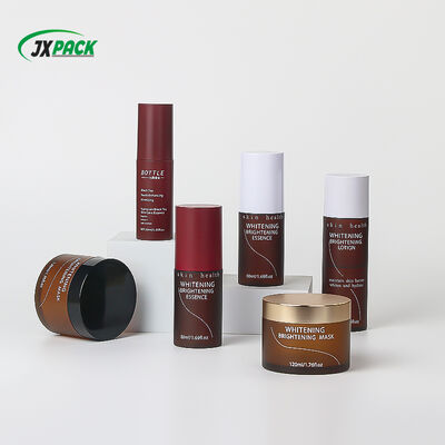 Amber PET Cosmetic Bottle Set with Customizable Dimensions Leak Proof and High Impact Resistance for Skincare Packaging