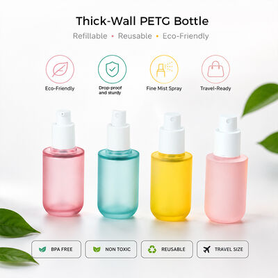 Bouteilles de soin de la peau PETG glacées minimalistes pour les marques de beauté modernes